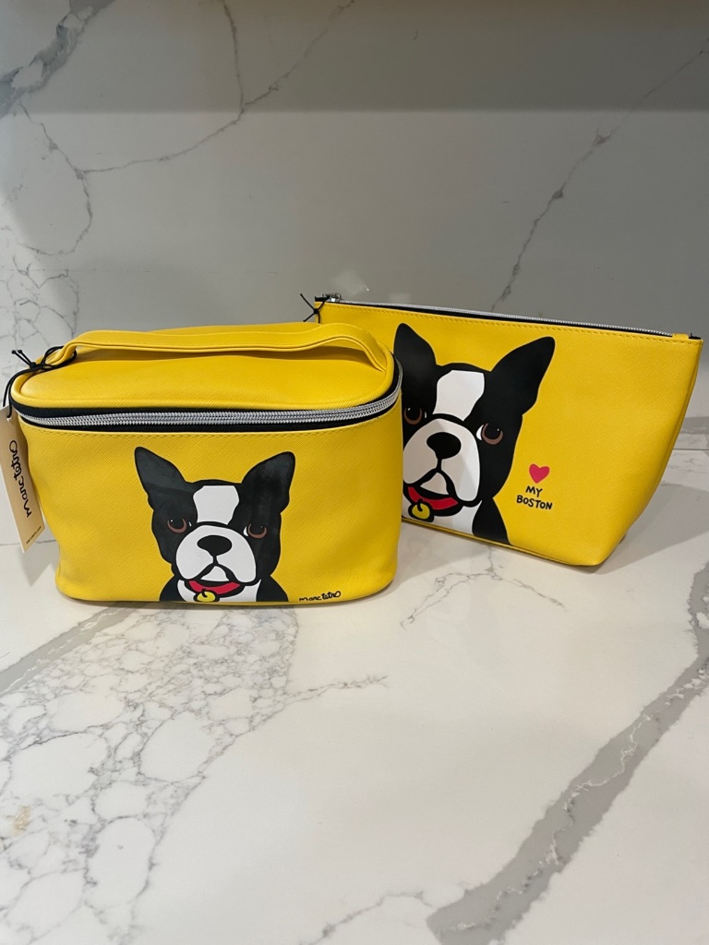 Marc Tetro Yellow 'My Boston' Cosmetic Pouch Set of 2 - Picture 10 of 12